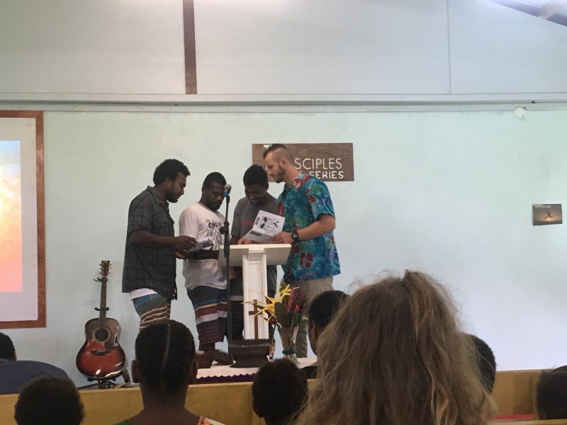 Signing a special with the Bible School Students