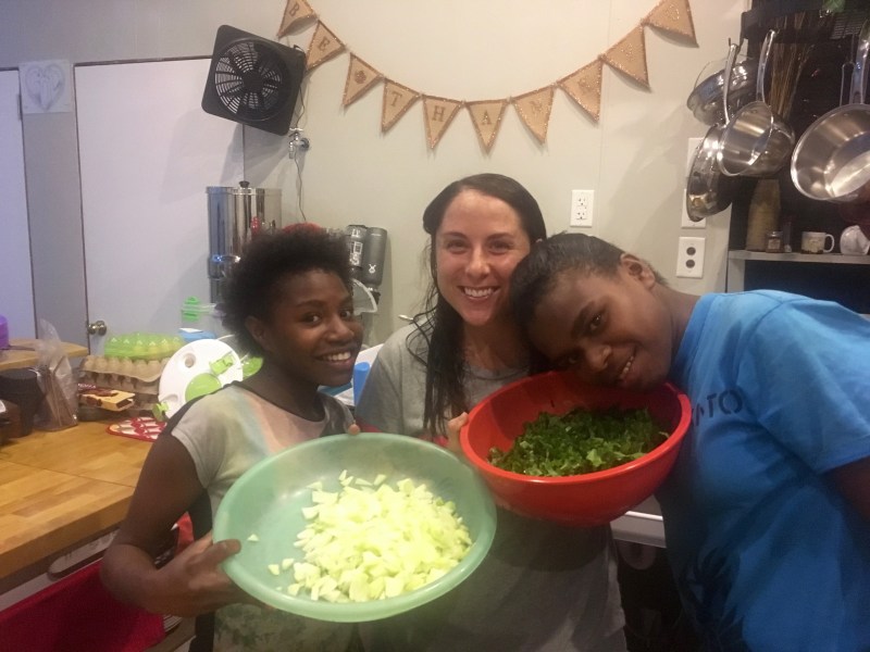 Making dinner and being silly!